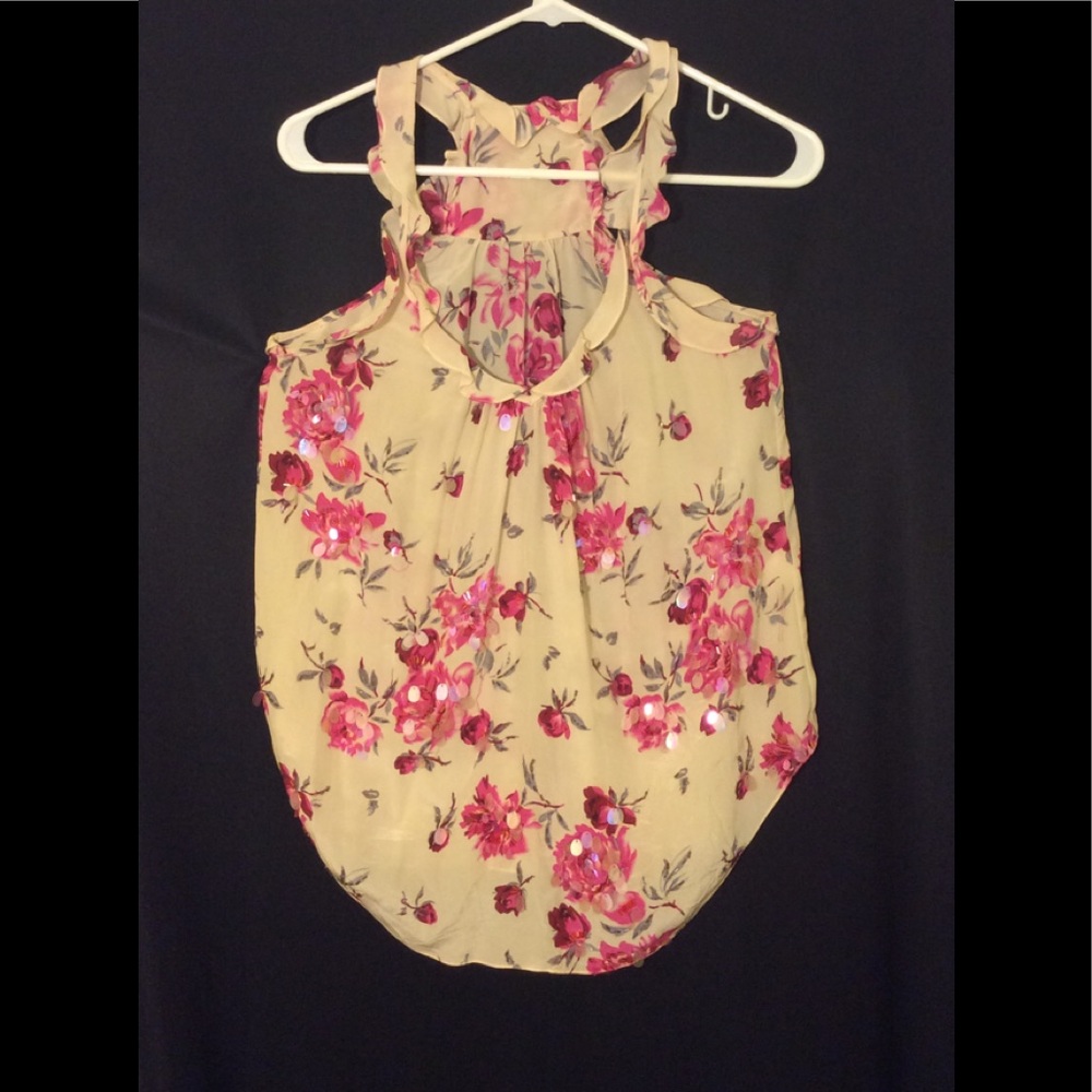 Rebecca Taylor Floral Ruffle Tank Top Size 2 Romantic Fairycore Boho Style